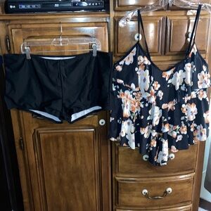 Floral Ruffle Tankini Set